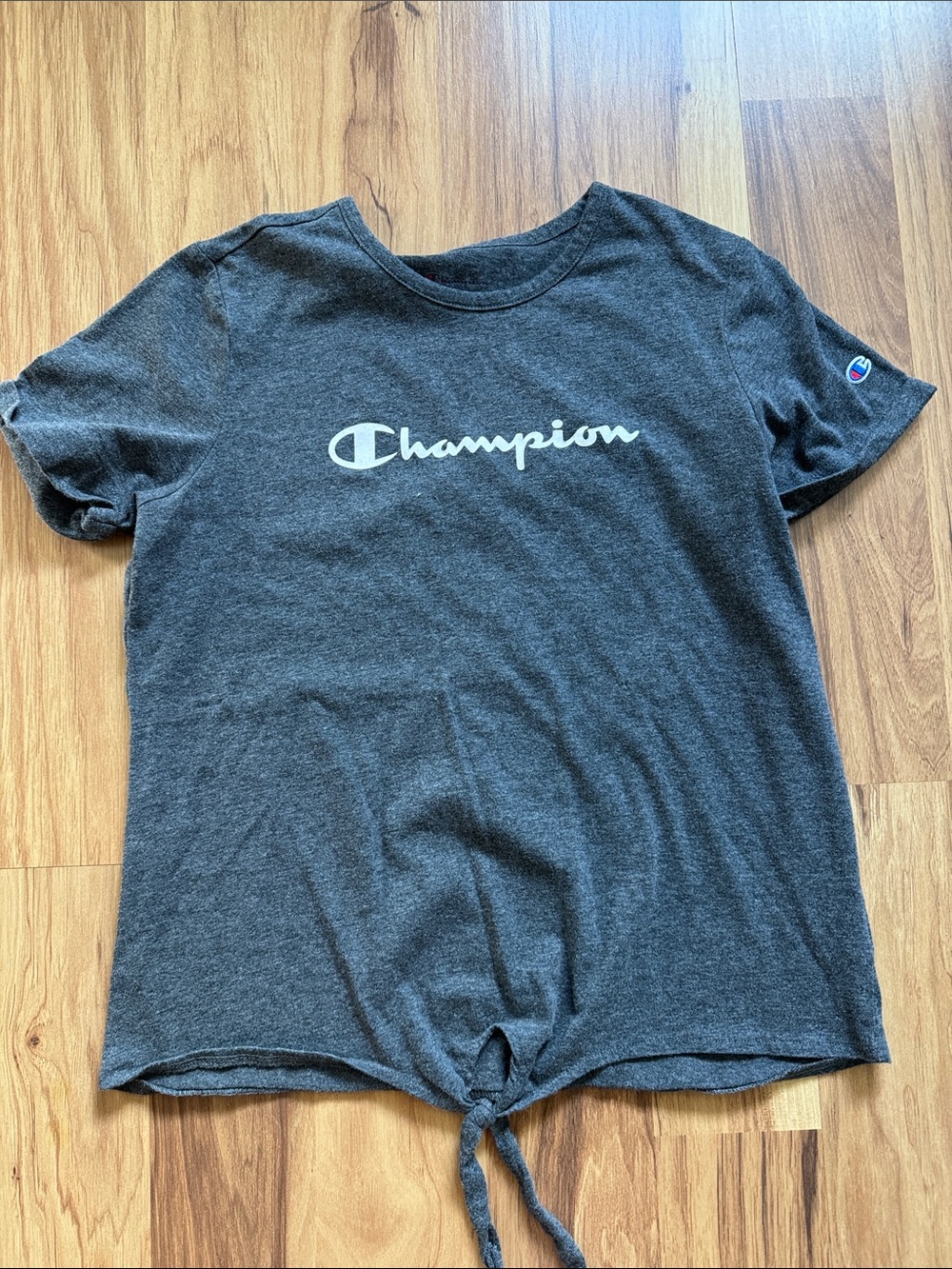 Champion Girls' Charcoal Logo Tie-Front Tee
